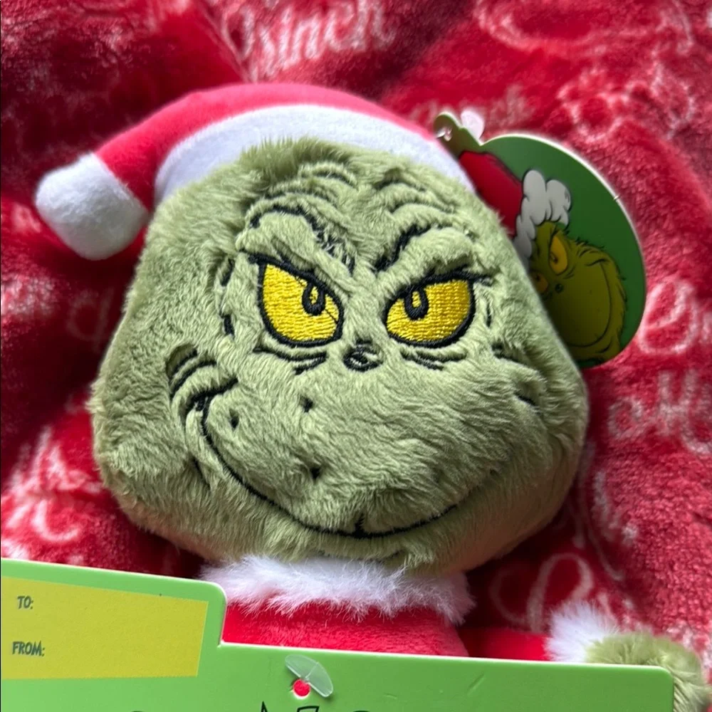 The Grinch Plush Pet Blanket Set - Holiday, winter, Christmas red